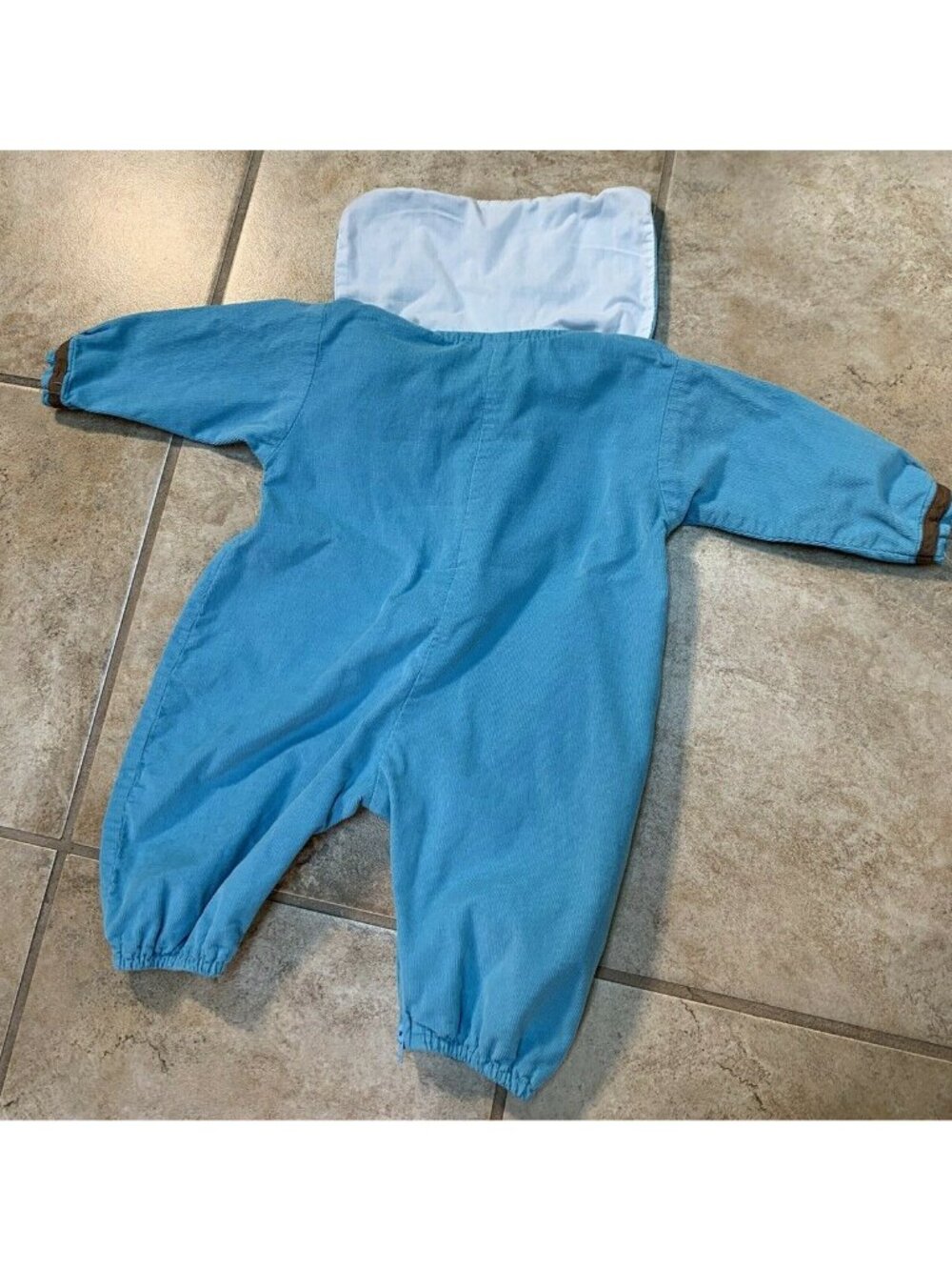 Funtasia! Too Blue & Brown Corduroy Romper With Zipper Opening Sz 9 mo U10-37 - Picture 4 of 5